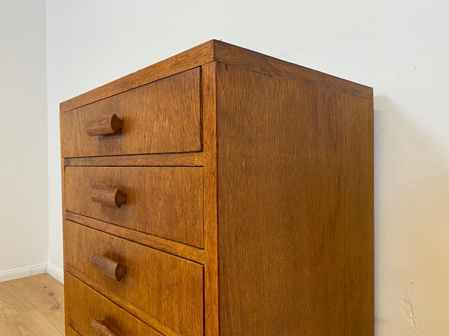 WMK # Formschlichte & gut erhaltene 50er Jahre Kommode aus vollem Eichenholz mit vielen Schubladen & originalen Holzgriffen # Sideboard Wäschekommode Schrank Schubladenkommode Vintage Mid-Century 60er
