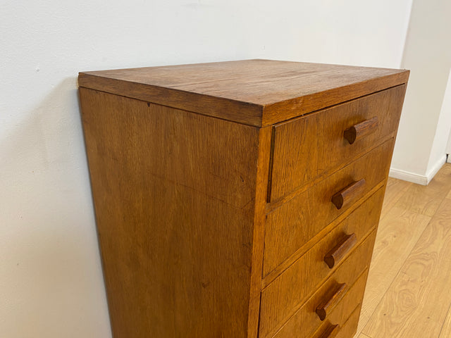 WMK # Formschlichte & gut erhaltene 50er Jahre Kommode aus vollem Eichenholz mit vielen Schubladen & originalen Holzgriffen # Sideboard Wäschekommode Schrank Schubladenkommode Vintage Mid-Century 60er
