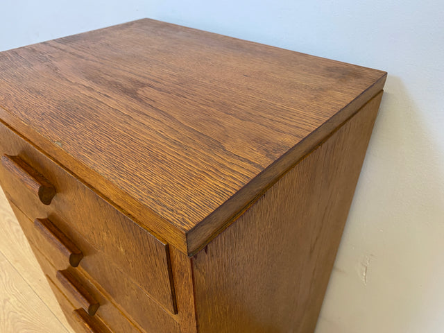 WMK # Formschlichte & gut erhaltene 50er Jahre Kommode aus vollem Eichenholz mit vielen Schubladen & originalen Holzgriffen # Sideboard Wäschekommode Schrank Schubladenkommode Vintage Mid-Century 60er