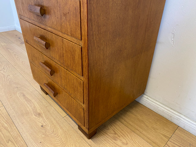 WMK # Formschlichte & gut erhaltene 50er Jahre Kommode aus vollem Eichenholz mit vielen Schubladen & originalen Holzgriffen # Sideboard Wäschekommode Schrank Schubladenkommode Vintage Mid-Century 60er