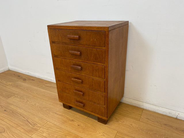 WMK # Formschlichte & gut erhaltene 50er Jahre Kommode aus vollem Eichenholz mit vielen Schubladen & originalen Holzgriffen # Sideboard Wäschekommode Schrank Schubladenkommode Vintage Mid-Century 60er