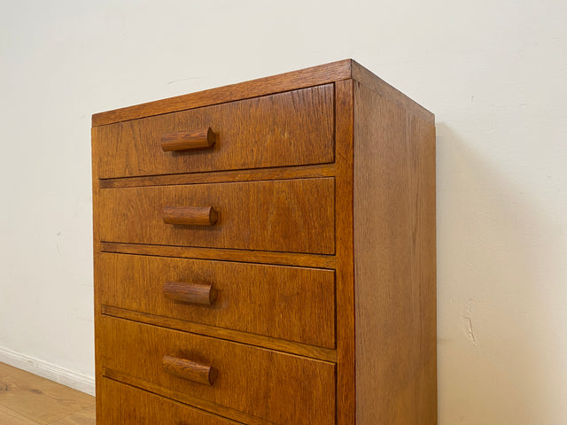 WMK # Formschlichte & gut erhaltene 50er Jahre Kommode aus vollem Eichenholz mit vielen Schubladen & originalen Holzgriffen # Sideboard Wäschekommode Schrank Schubladenkommode Vintage Mid-Century 60er