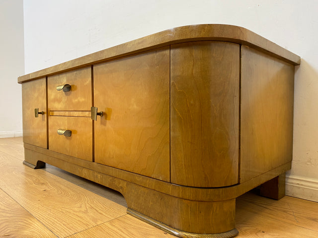 WMK I Formschönes 50er Jahre Lowboard mit Schubladen und Messingbeschlägen I Sideboard Kommode Wäschekommode TV Bank Fernsehkommode Rockabilly Mid-Century Vintage 50er 60er Berlin Düsseldorf Hamburg