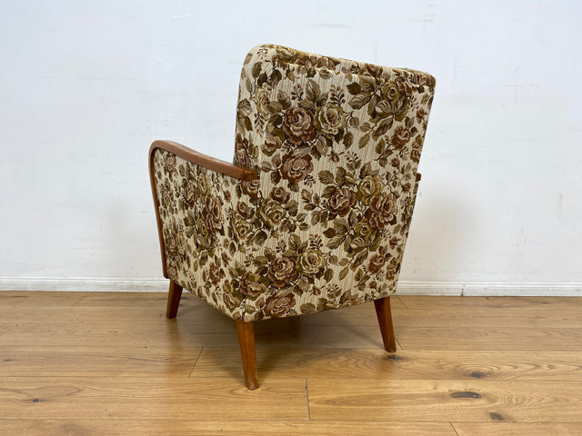 WMK I Versand 85€ I 1/2 Grandioser 50er Jahre Sessel mit floralem Originalbezug und Federkern I Clubsessel Armchair Sitzgarnitur Sitzgruppe Mid-Century Vintage 60er Blumenmuster Berlin Bremen Bayern