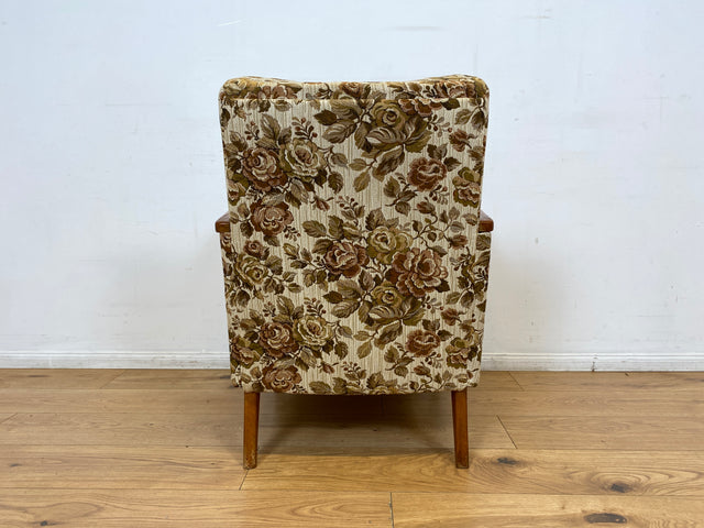 WMK I Versand 85€ I 1/2 Grandioser 50er Jahre Sessel mit floralem Originalbezug und Federkern I Clubsessel Armchair Sitzgarnitur Sitzgruppe Mid-Century Vintage 60er Blumenmuster Berlin Bremen Bayern