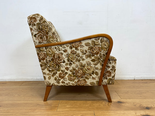 WMK I Versand 85€ I 1/2 Grandioser 50er Jahre Sessel mit floralem Originalbezug und Federkern I Clubsessel Armchair Sitzgarnitur Sitzgruppe Mid-Century Vintage 60er Blumenmuster Berlin Bremen Bayern