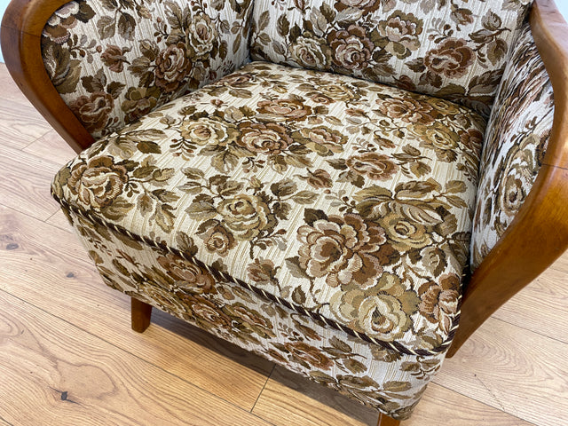 WMK I Versand 85€ I 1/2 Grandioser 50er Jahre Sessel mit floralem Originalbezug und Federkern I Clubsessel Armchair Sitzgarnitur Sitzgruppe Mid-Century Vintage 60er Blumenmuster Berlin Bremen Bayern