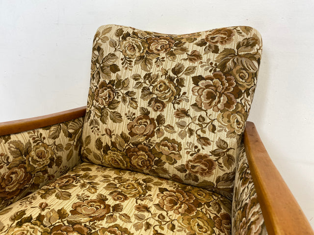 WMK I Versand 85€ I 1/2 Grandioser 50er Jahre Sessel mit floralem Originalbezug und Federkern I Clubsessel Armchair Sitzgarnitur Sitzgruppe Mid-Century Vintage 60er Blumenmuster Berlin Bremen Bayern