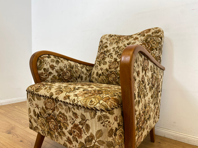 WMK I Versand 85€ I 1/2 Grandioser 50er Jahre Sessel mit floralem Originalbezug und Federkern I Clubsessel Armchair Sitzgarnitur Sitzgruppe Mid-Century Vintage 60er Blumenmuster Berlin Bremen Bayern