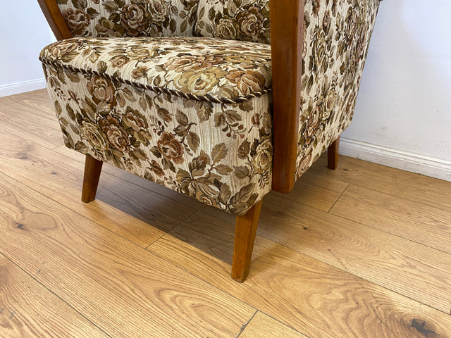 WMK I Versand 85€ I 1/2 Grandioser 50er Jahre Sessel mit floralem Originalbezug und Federkern I Clubsessel Armchair Sitzgarnitur Sitzgruppe Mid-Century Vintage 60er Blumenmuster Berlin Bremen Bayern