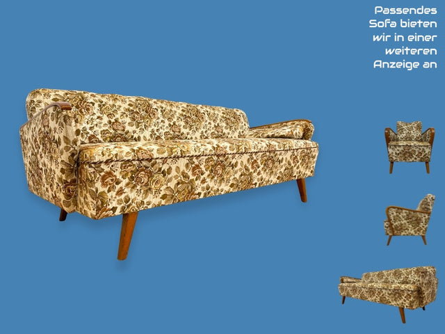 WMK I Versand 85€ I 1/2 Grandioser 50er Jahre Sessel mit floralem Originalbezug und Federkern I Clubsessel Armchair Sitzgarnitur Sitzgruppe Mid-Century Vintage 60er Blumenmuster Berlin Bremen Bayern
