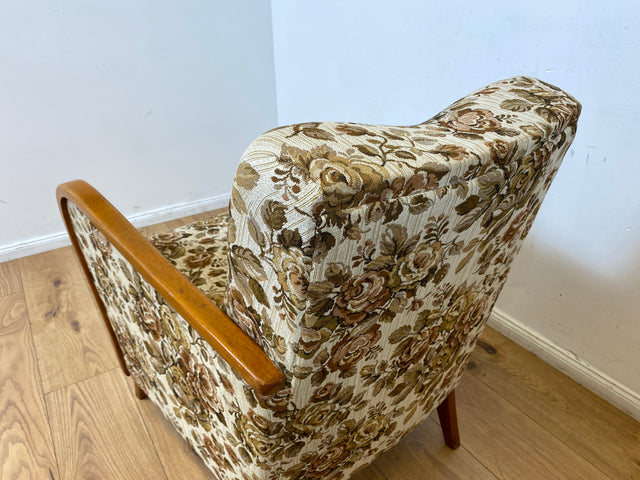 WMK I Versand 85€ I 1/2 Grandioser 50er Jahre Sessel mit floralem Originalbezug und Federkern I Clubsessel Armchair Sitzgarnitur Sitzgruppe Mid-Century Vintage 60er Blumenmuster Berlin Bremen Bayern