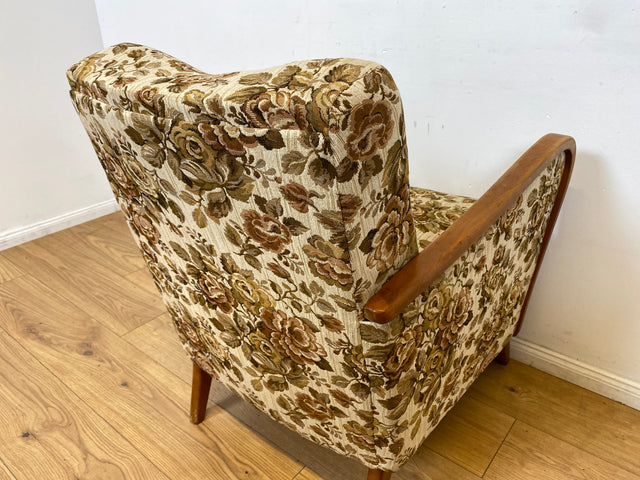 WMK I Versand 85€ I 1/2 Grandioser 50er Jahre Sessel mit floralem Originalbezug und Federkern I Clubsessel Armchair Sitzgarnitur Sitzgruppe Mid-Century Vintage 60er Blumenmuster Berlin Bremen Bayern