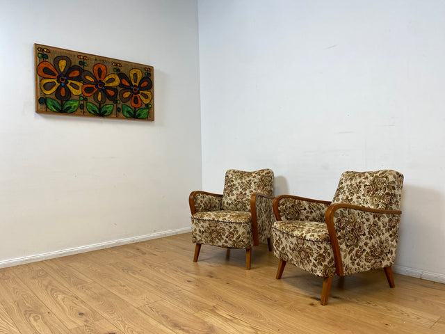 WMK I Versand 85€ I 1/2 Grandioser 50er Jahre Sessel mit floralem Originalbezug und Federkern I Clubsessel Armchair Sitzgarnitur Sitzgruppe Mid-Century Vintage 60er Blumenmuster Berlin Bremen Bayern