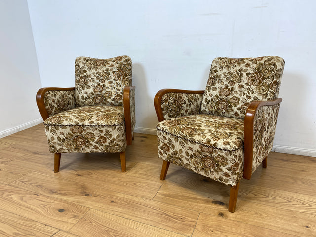 WMK I Versand 85€ I 1/2 Grandioser 50er Jahre Sessel mit floralem Originalbezug und Federkern I Clubsessel Armchair Sitzgarnitur Sitzgruppe Mid-Century Vintage 60er Blumenmuster Berlin Bremen Bayern
