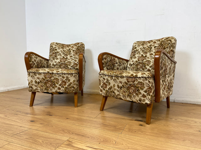 WMK I Versand 85€ I 1/2 Grandioser 50er Jahre Sessel mit floralem Originalbezug und Federkern I Clubsessel Armchair Sitzgarnitur Sitzgruppe Mid-Century Vintage 60er Blumenmuster Berlin Bremen Bayern