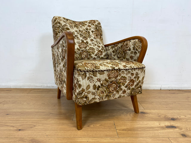 WMK I Versand 85€ I 1/2 Grandioser 50er Jahre Sessel mit floralem Originalbezug und Federkern I Clubsessel Armchair Sitzgarnitur Sitzgruppe Mid-Century Vintage 60er Blumenmuster Berlin Bremen Bayern