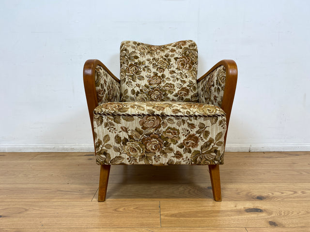 WMK I Versand 85€ I 1/2 Grandioser 50er Jahre Sessel mit floralem Originalbezug und Federkern I Clubsessel Armchair Sitzgarnitur Sitzgruppe Mid-Century Vintage 60er Blumenmuster Berlin Bremen Bayern
