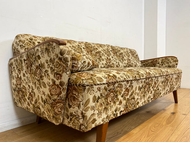 WMK I Versand 85€ I Grandioses 50er Jahre Sofa mit floralem Originalbezug und Federkern I Couch 3-Sitzer 3er Sitzgarnitur Sitzgruppe Mid-Century Vintage 60er Blumenmuster Berlin Frankfurt Düsseldorf