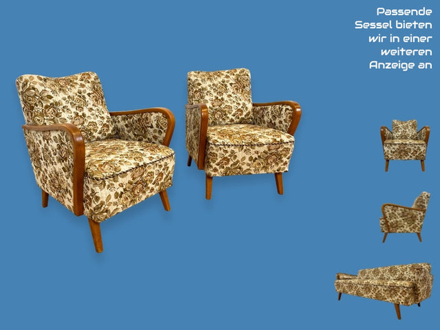 WMK I Versand 85€ I Grandioses 50er Jahre Sofa mit floralem Originalbezug und Federkern I Couch 3-Sitzer 3er Sitzgarnitur Sitzgruppe Mid-Century Vintage 60er Blumenmuster Berlin Frankfurt Düsseldorf