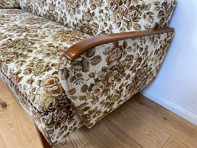 WMK I Versand 85€ I Grandioses 50er Jahre Sofa mit floralem Originalbezug und Federkern I Couch 3-Sitzer 3er Sitzgarnitur Sitzgruppe Mid-Century Vintage 60er Blumenmuster Berlin Frankfurt Düsseldorf