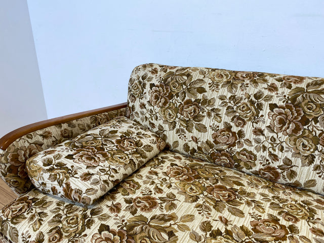 WMK I Versand 85€ I Grandioses 50er Jahre Sofa mit floralem Originalbezug und Federkern I Couch 3-Sitzer 3er Sitzgarnitur Sitzgruppe Mid-Century Vintage 60er Blumenmuster Berlin Frankfurt Düsseldorf
