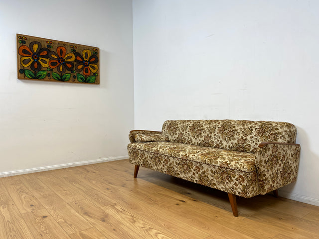 WMK I Versand 85€ I Grandioses 50er Jahre Sofa mit floralem Originalbezug und Federkern I Couch 3-Sitzer 3er Sitzgarnitur Sitzgruppe Mid-Century Vintage 60er Blumenmuster Berlin Frankfurt Düsseldorf