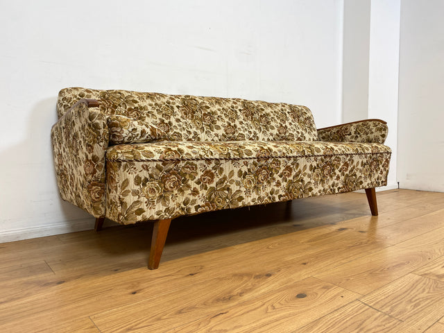 WMK I Versand 85€ I Grandioses 50er Jahre Sofa mit floralem Originalbezug und Federkern I Couch 3-Sitzer 3er Sitzgarnitur Sitzgruppe Mid-Century Vintage 60er Blumenmuster Berlin Frankfurt Düsseldorf