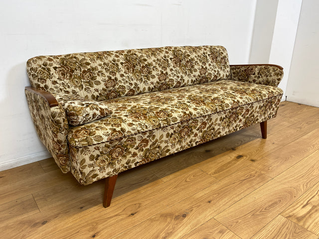WMK I Versand 85€ I Grandioses 50er Jahre Sofa mit floralem Originalbezug und Federkern I Couch 3-Sitzer 3er Sitzgarnitur Sitzgruppe Mid-Century Vintage 60er Blumenmuster Berlin Frankfurt Düsseldorf