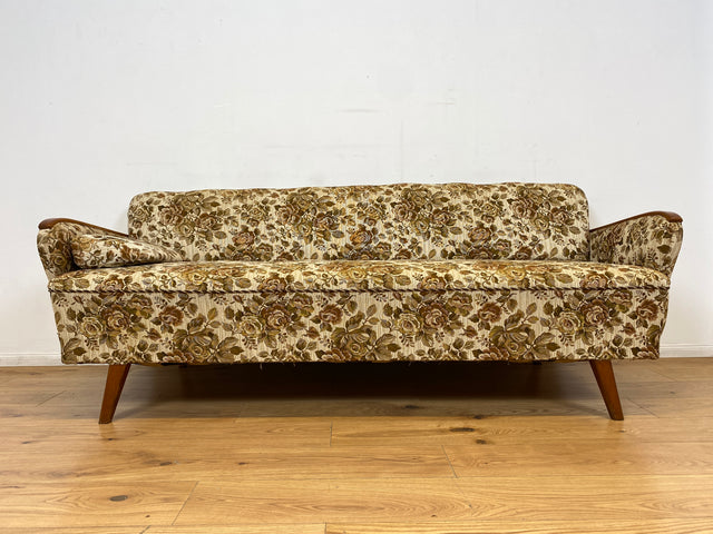 WMK I Versand 85€ I Grandioses 50er Jahre Sofa mit floralem Originalbezug und Federkern I Couch 3-Sitzer 3er Sitzgarnitur Sitzgruppe Mid-Century Vintage 60er Blumenmuster Berlin Frankfurt Düsseldorf
