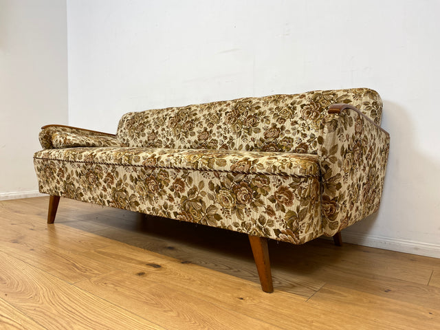 WMK I Versand 85€ I Grandioses 50er Jahre Sofa mit floralem Originalbezug und Federkern I Couch 3-Sitzer 3er Sitzgarnitur Sitzgruppe Mid-Century Vintage 60er Blumenmuster Berlin Frankfurt Düsseldorf