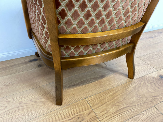 WMK # Eleganter und sehr gut erhaltener 60er Jahre Chippendale Sessel mit wunderbarem Brokat Bezug in Altrosa, feinem Geflecht und Federkern # Lesesessel Armchair Sitzgarnitur Mid-Century Vintage