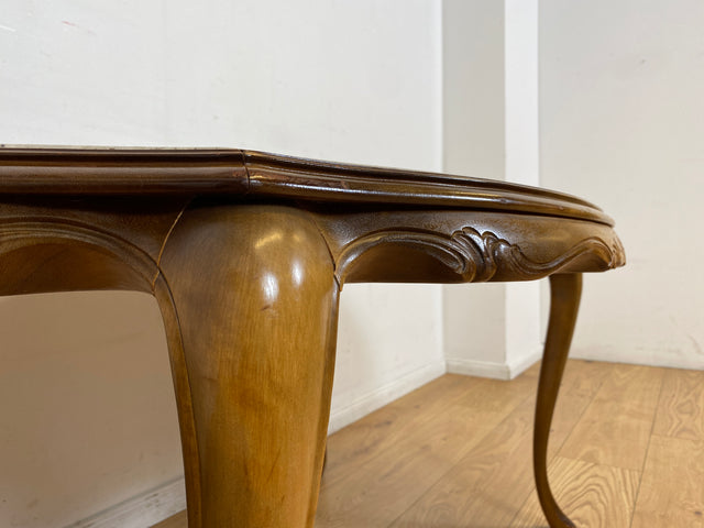 WMK I Handverzierter 60er Jahre Couchtisch im antiken Stil mit Marmorplatte