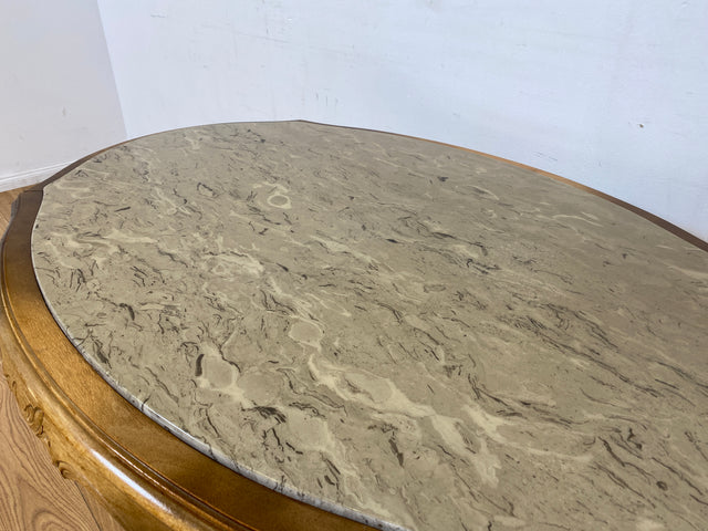 WMK I Handverzierter 60er Jahre Couchtisch im antiken Stil mit Marmorplatte