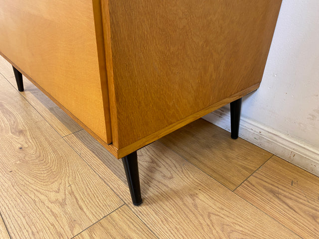 WMK I Hochwertige 60er Jahre Kommode aus vollem Holz mit Klappe & Messinggriff I Schrank Sideboard Lowboard Barkommode Barschrank Wäschekommode Mid-Century Vintage Retro DDR I Berlin Freiburg München