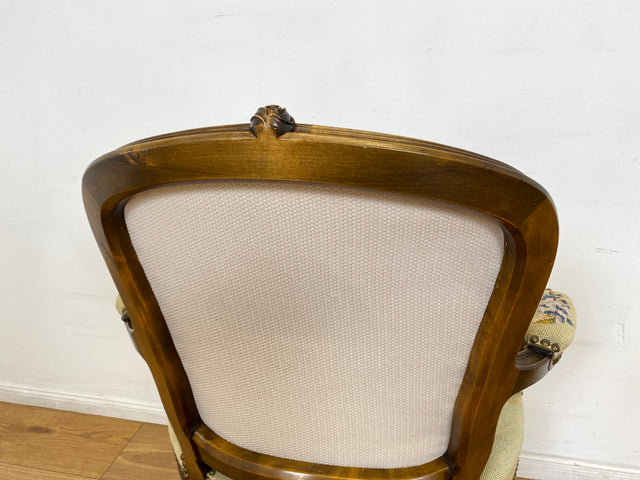 WMK I Eleganter und hochwertiger 60er Jahre Salonstuhl mit schönem Gobelin und handverziertem Holzrahmen I Sessel Stuhl Armlehnstuhl Armlehnsessel Vintage Stilmöbel Rokoko Barock Chippendale Berlin