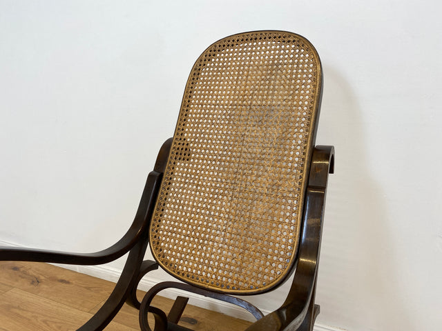 WMK # Elegant and very well preserved vintage rocking chair in the style of Thonet with bentwood frame &amp; Viennese wickerwork # Rocking armchair armchair reading chair relaxation chair rocking chair wickerwork retro