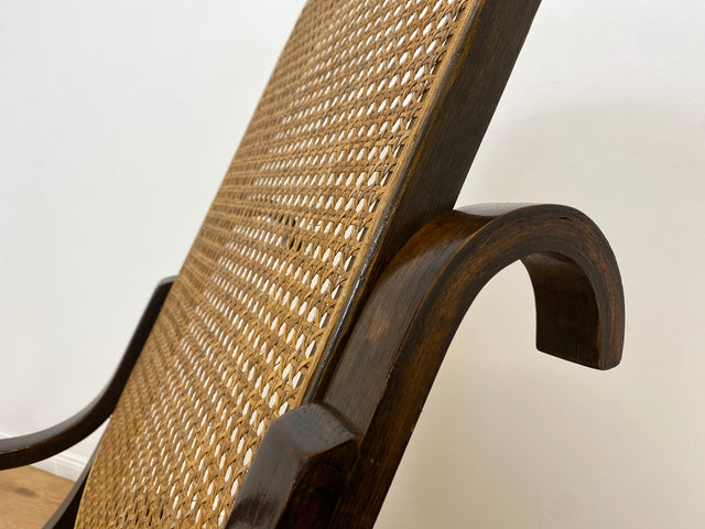 WMK # Elegant and very well preserved vintage rocking chair in the style of Thonet with bentwood frame &amp; Viennese wickerwork # Rocking armchair armchair reading chair relaxation chair rocking chair wickerwork retro