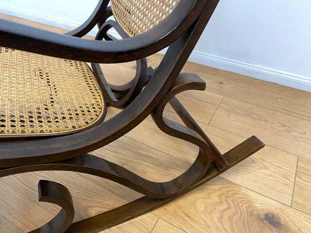 WMK # Elegant and very well preserved vintage rocking chair in the style of Thonet with bentwood frame &amp; Viennese wickerwork # Rocking armchair armchair reading chair relaxation chair rocking chair wickerwork retro