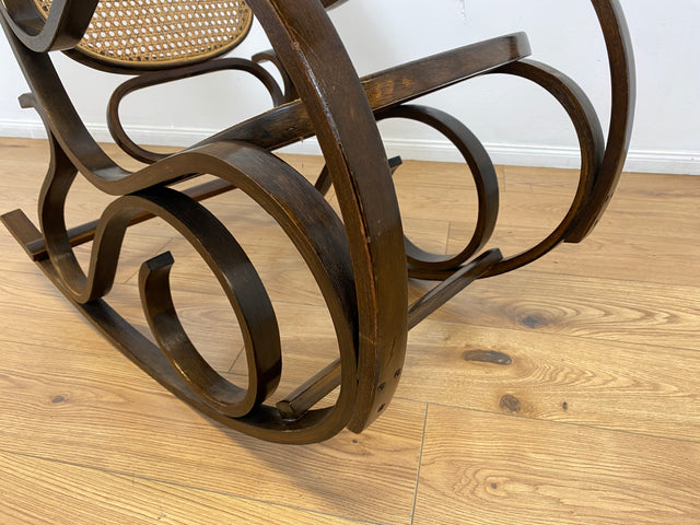 WMK # Elegant and very well preserved vintage rocking chair in the style of Thonet with bentwood frame &amp; Viennese wickerwork # Rocking armchair armchair reading chair relaxation chair rocking chair wickerwork retro
