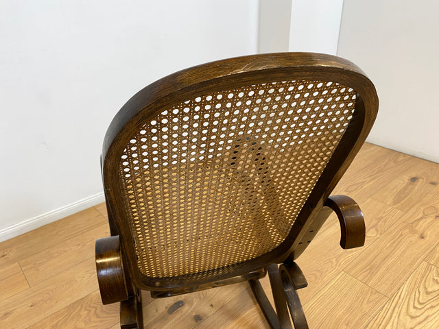 WMK # Elegant and very well preserved vintage rocking chair in the style of Thonet with bentwood frame &amp; Viennese wickerwork # Rocking armchair armchair reading chair relaxation chair rocking chair wickerwork retro