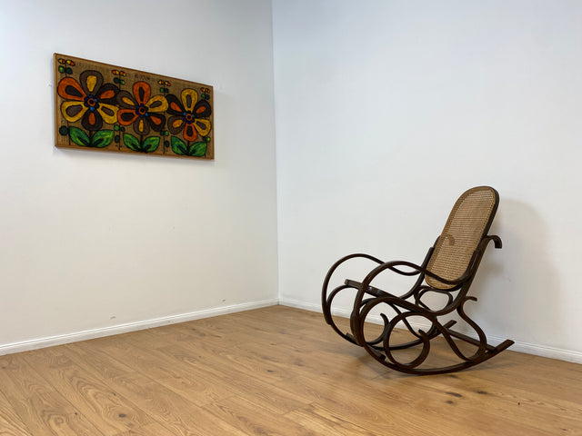 WMK # Elegant and very well preserved vintage rocking chair in the style of Thonet with bentwood frame &amp; Viennese wickerwork # Rocking armchair armchair reading chair relaxation chair rocking chair wickerwork retro
