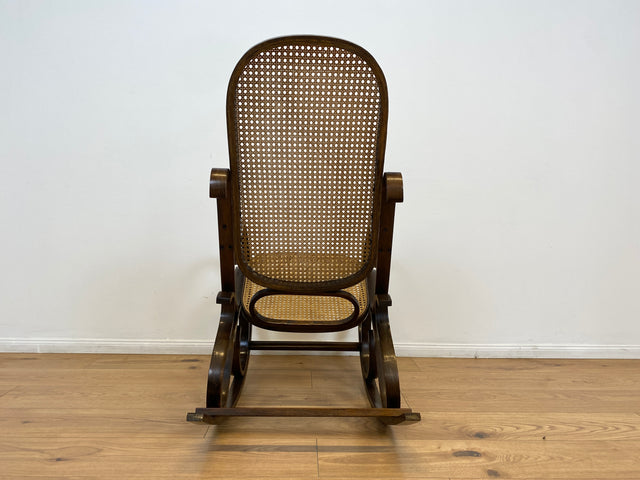 WMK # Elegant and very well preserved vintage rocking chair in the style of Thonet with bentwood frame &amp; Viennese wickerwork # Rocking armchair armchair reading chair relaxation chair rocking chair wickerwork retro