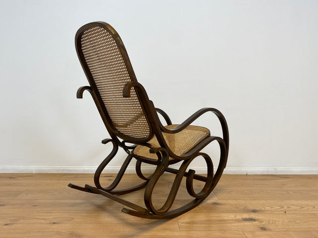 WMK # Elegant and very well preserved vintage rocking chair in the style of Thonet with bentwood frame &amp; Viennese wickerwork # Rocking armchair armchair reading chair relaxation chair rocking chair wickerwork retro