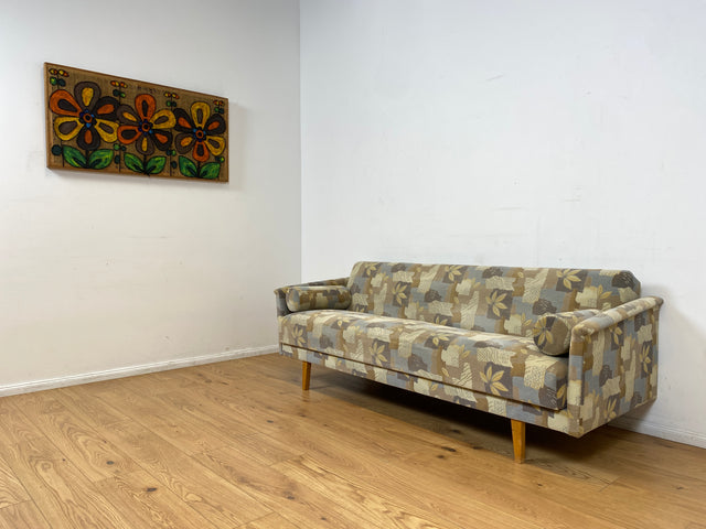 WMK I Stilvolles 60er Jahre Schlafsofa von VEB Hellerau mit freundlichem späterem Bezug und passenden Kissen I Sofa Couch Schlafcouch Klappcouch Daybed Sitzgarnitur Mid-Century Vintage Berlin Hof Ulm