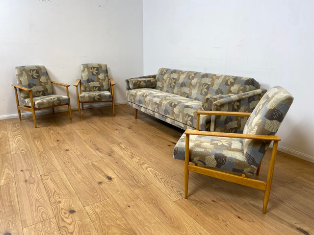 WMK I Stilvolles 60er Jahre Schlafsofa von VEB Hellerau mit freundlichem späterem Bezug und passenden Kissen I Sofa Couch Schlafcouch Klappcouch Daybed Sitzgarnitur Mid-Century Vintage Berlin Hof Ulm