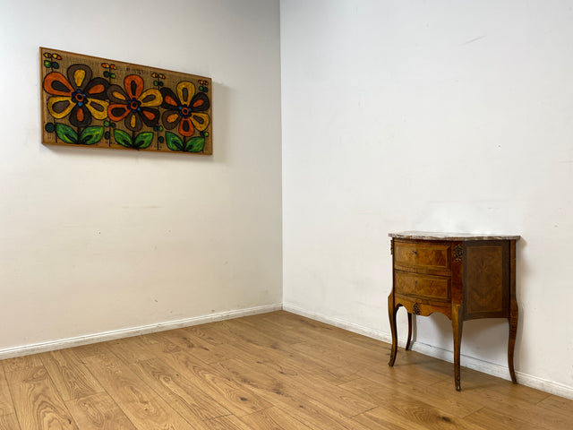 WMK I Feine 60er Jahre Stilmöbel Kommode mit sehr schöner Marmor Auflage, Schubladen und edlen Messingbeschlägen I Schrank Flur Beistelltisch Nachtisch Rokoko Barock Vintage Berlin Regensburg München