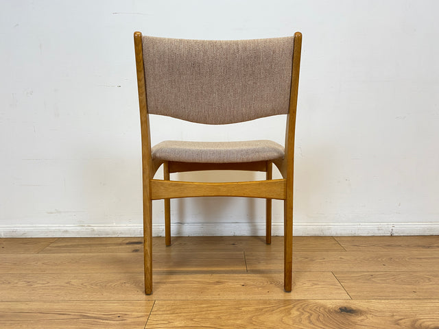 WMK I 6er Set skandinavischer Designerstühle von Johannes Andersen aus Eiche mit beigem Originalbezug