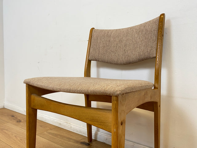 WMK I 6er Set skandinavischer Designerstühle von Johannes Andersen aus Eiche mit beigem Originalbezug