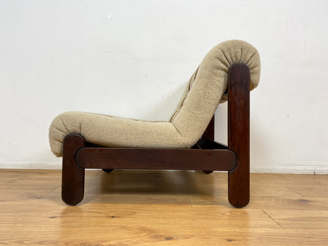 WMK I  Stilvoller 70er Space Age Modular Sessel mit beigem Wollbezug auf Holzrahmen I Clubsessel 3er 2er Sofa Couch Sitzgarnitur Sitzgruppe Ecksofa Lounge Retro Wohnzimmer Set Vintage Mid-Century